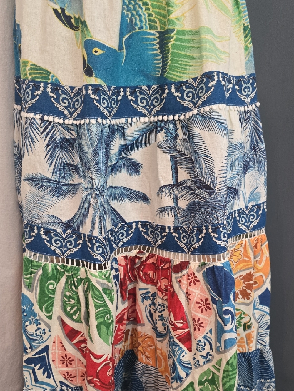 New With Tags FARM RIO tiered maxi  linen  blend skirt Sz M - Picture 4 of 13